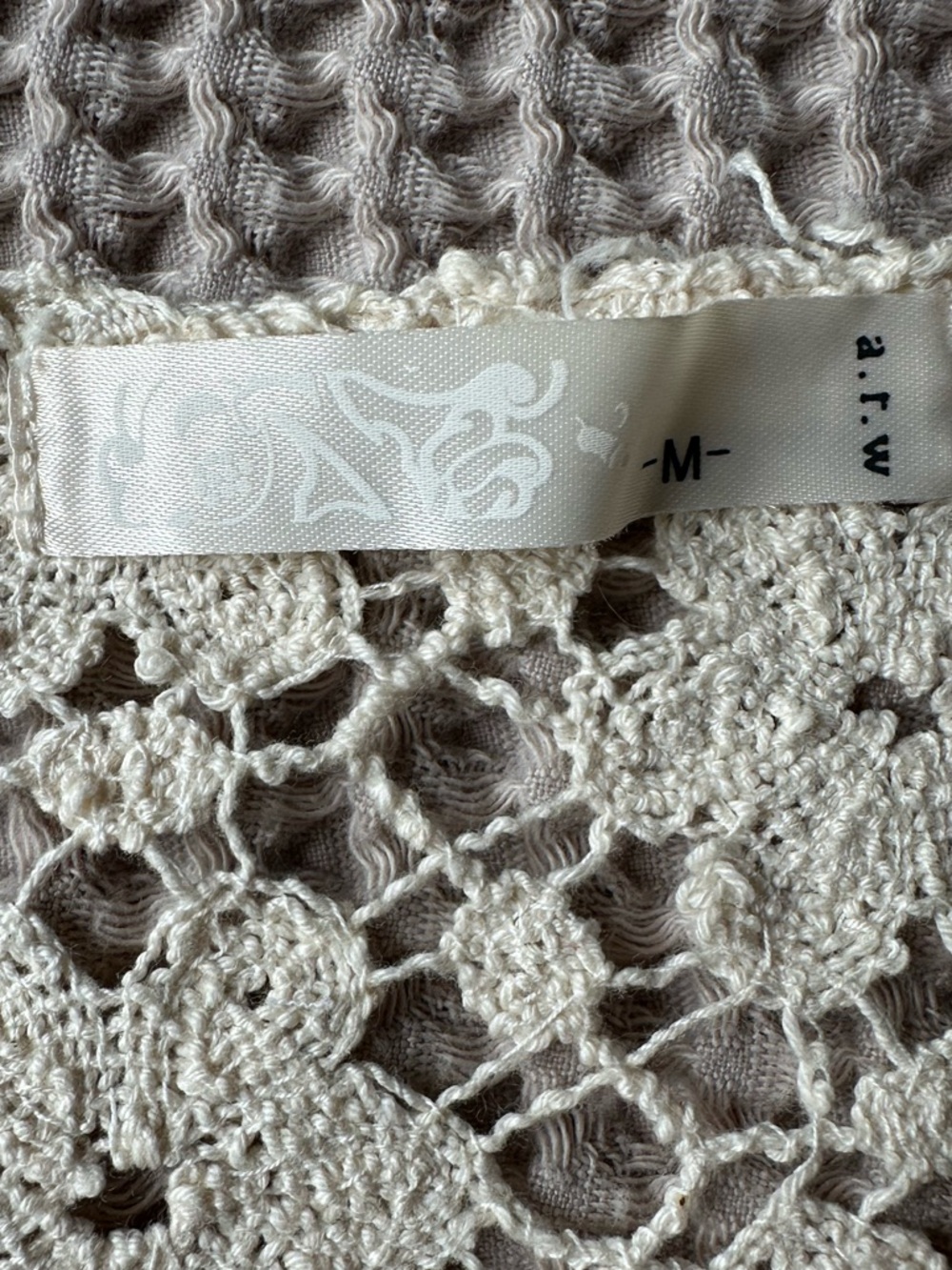 Ivory Floral Crochet Lace Womens Top Size Medium Cottagecore Granola Prairie - Picture 3 of 6